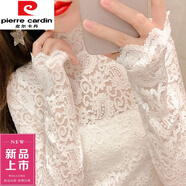 皮爾卡丹（pierre cardin）蕾絲打底衫內搭女加絨加厚高領(lǐng)秋冬配毛衣歐洲站洋氣網(wǎng)紗保暖上衣 白色【蕾絲】 S 建設80-95斤
