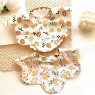 炙夏ins韓版夏季純棉圍嘴清新花朵寶寶圍兜公主花瓣嬰兒口水巾防吐奶 姜黃木棉 兩面戴