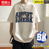 南極人（Nanjiren）短袖T恤男夏季純棉寬松圓領(lǐng)男女半袖情侶美式復古休閑潮牌體恤衫 白色 M