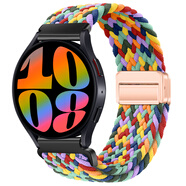 牧后三星watch6表帶編織三星手表watch6表帶尼龍彈力classic三星watch5pro透氣表帶 【W(wǎng)紋-七彩色】磁吸金屬扣 適用【三星GearS3】+鋼化膜