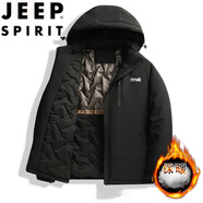 JEEP SPIRIT吉普棉衣男連帽秋冬夾克襖子棉服保暖連帽防風(fēng)上衣 黑色 L