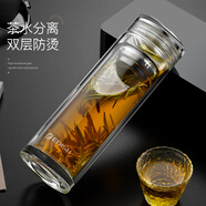 壹滴水玻璃杯大容量雙層耐熱水晶茶杯商務(wù)男女水杯辦公泡茶杯禮品 【雙層隔熱 禮盒精裝】400ml