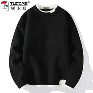 啄木鳥(niǎo)（TUCANO）毛衣男士秋冬季針織衫圓領(lǐng)套頭寬松打底衫保暖潮流男裝 黑色 2XL 