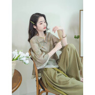 雅黛絲薇連衣裙新中式女裝夏季套裝2025新款仙氣國(guó)風(fēng)上衣日常宋褲闊腿裙子 上衣+闊腿裙子 L