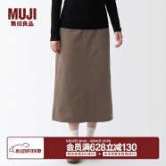 无印良品 MUJI 女式 丝光斜纹 裙子半身长裙秋冬季简约风纯棉全棉BEK37C2A 深咖啡色 S(155/62A)