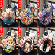 策訊 iPhone11 12 13 14 15 promax手機殼蘋果xr 7 8plus 6s男女 海賊王-路飛索隆喬巴航海王系列 玻璃殼高清彩繪-下單留言型號和圖片編號