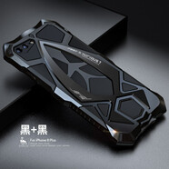 龍豈 iphoneXR手機殼金屬邊框x蘋(píng)果8氣囊加厚xsmax硅膠全包保護se2防摔7plus新款外殼3三防塵se2男女xs iPhone7p/8P 5.5寸（自帶防塵塞）黑色