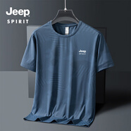 吉普（JEEP）冰絲迷彩短袖T恤男士夏季休閑透氣薄款圓領速干衣運動體恤 深灰 L
