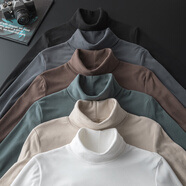 誠景純色德加絨加厚高領(lǐng)絨打底衫男磨毛雙面絨保暖長(cháng)袖秋衣內襯體恤I 黑色 3XL