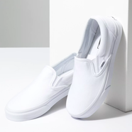 范斯（VANS）男女款小白鞋 SLIP-ON 一腳蹬低幫休閑鞋時(shí)尚滑板鞋 帆布鞋禮物 白色 39/男us7/女us8.5