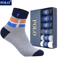POLO男士夏季薄款襪6雙裝 時(shí)尚彩色吸濕排汗透氣中筒襪棉襪跑步襪 四色六雙（無(wú)白色）【型號3584】 6雙 均碼 39-45碼鞋合適