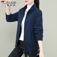 啄木鳥(niǎo)搖粒絨短外套女2025新款秋冬加絨加厚開(kāi)衫衛衣抓絨衣上衣 寶藍(常規款) 4XL (155-170斤)