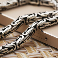 夢君宸S9990足銀泰銀男士項鏈銀項鏈平安紋復古個性男款潮男粗長送男友 4mm45厘米約42克+證書