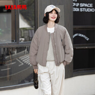 鴨鴨（YAYA）鴨鴨25年秋冬新款百搭休閑時(shí)尚寬松女款鴨絨短款羽絨服輕薄款外套 仙米卡色 M 110-130斤