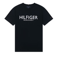 TOMMY HILFIGER 湯米 希爾費(fèi)格 男裝夏季男款圓領(lǐng)短袖上衣 純色打底T恤男 藏青色-胸標(biāo) L （80-90kg）