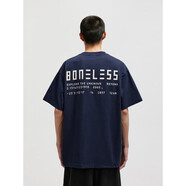 BONELESS標語文字印花T恤圓領(lǐng)涼感速干短袖男夏季高街上衣體恤男 藏藍色 L