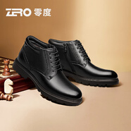 零度Zero男靴2025冬季新款加絨保暖真皮馬丁靴男商務(wù)棉鞋高幫休閑皮鞋 黑色 43