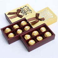費列羅（Ferrero Rocher）威化果仁巧克力禮盒裝520女神節禮物送婚慶喜糖果結婚回禮團購 6粒金色禮盒盒裝75g