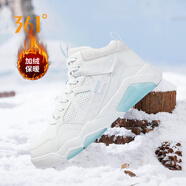 361°女鞋運動(dòng)鞋2025冬季新款革面加絨保暖鞋增高高幫板鞋運動(dòng)休閑鞋 361度白/冰川藍 37