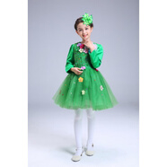 奢依君（SHEYIJUN）小草服裝 兒童公主裙女童蓬蓬紗裙長(cháng)袖茉莉花大合唱舞蹈春曉綠色 綠色花仙子長(cháng)袖 送頭花 150cm