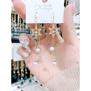 千寶萊仿珍珠流蘇長(cháng)款耳線(xiàn)冬季時(shí)尚甜美可愛(ài)雪花鏈條耳釘精致個(gè)性耳飾 金色雪花耳釘