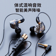 北極鳥(niǎo)K歌專(zhuān)用耳機mic入耳式有線(xiàn)唱歌全民錄歌主播直播帶話(huà)筒一體錄音耳麥圓頭Type-c口扁頭適用華為小米 黑色丨降噪掛耳3.5mm圓頭