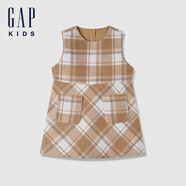 Gap【大小童同款】女童仿毛呢A字背心裙兒童裝683607 姜黃色 130cm(8-9歲)  亞洲尺碼