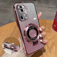 世博納opporeno11手機殼reno11pro保護oppo硅膠套5G全包opporeon防摔PJH110透明軟por男女115g帶支架reon 【閃粉-玫瑰金】透明電鍍送全屏膜+支架 OPPO:Reno:11