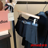 事思灰色高腰裙褲半身裙女秋冬新款加厚a字裙子小個(gè)子防走光百褶短裙 黑色-半裙秋冬女 L-半裙秋冬女