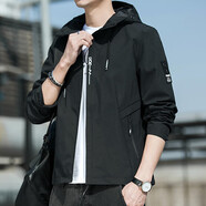 欣垚2024冬季潮流夾克男加絨加厚外套男裝韓版外套服裝服飾5折券 常規  黑色 XL