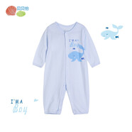 貝貝怡嬰兒連體衣長(cháng)袖純棉A類(lèi)薄款透氣可愛(ài)卡通印花男女寶寶外出服爬服 藍色 73cm （6-9月）