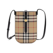 巴寶莉（BURBERRY） 女款手機(jī)保護(hù)套手機(jī)包女包 80654821 黑色 典藏米色Vintage格紋