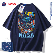 NASA GISS短袖t恤男純棉夏季潮流男裝圓領(lǐng)半袖男女學(xué)生情侶上衣寬松體恤衫 NS8099深藍 L 建議135-155斤