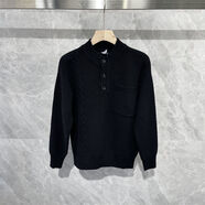 LANWEIFEILEI秋冬季設計感小眾半高領(lǐng)口袋毛衣男士麻花針線(xiàn)上衣美式復古針織衫 LR-3453黑色 XL