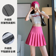 浪莎百褶裙女新款高腰jk短裙減齡學(xué)院風(fēng)顯瘦百搭a字半身裙  玫紅色【抗皺】 XL 建議116-130斤