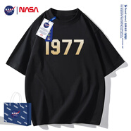 NASA GISSNASA官網(wǎng)聯(lián)名夏季t恤男2022新款潮牌情侶卡通小熊印花短袖T恤男 NA1977黑色 XL  建議150-170斤