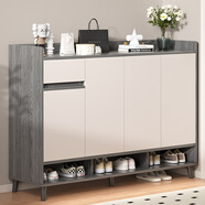 墨尚思 鞋柜門(mén)口家用簡(jiǎn)約玄關(guān)柜臥室現代實(shí)木腿收納柜 【實(shí)木生態(tài)板】天辰灰+暖白120cm