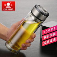 富光 玻璃杯 雙層玻璃泡茶杯子 帶過(guò)濾網(wǎng)水杯 男女士車(chē)載辦公便攜水杯 350ml黑色【不銹鋼回流蓋】