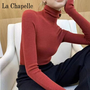 拉夏貝爾（La Chapelle）秋冬純色羊毛毛衣堆堆高領(lǐng)打底衫修身內(nèi)搭羊毛衫女加厚 純100自動(dòng)發(fā)熱繡紅 純100自動(dòng)發(fā)熱均碼 80-135