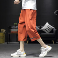 主意范胖子大碼七分褲子男冰絲短褲夏季休閑褲寬松運動(dòng)速干加肥加大碼褲 HK20172 酒紅色 5XL 235斤左右