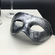傾闌 面具男 帥氣萬圣節(jié)化妝舞會黑色面具成人男半臉面罩復(fù)古假面具 復(fù)古銀色