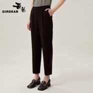 哥弟（GIRDEAR）女裝松緊腰休閑煙管九分奶奶正裝西褲女1100455 黑 M (3碼)