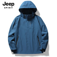 JEEP SPIRIT吉普沖鋒衣女單層薄款外套春秋季防風(fēng)防水戶(hù)外男款夾克登山服情侶 男-牛仔藍 XL