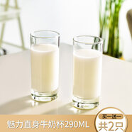 鷗欣 進(jìn)口玻璃水杯子套裝牛奶杯早餐杯子家用耐熱玻璃微波爐透明水杯 直身杯290ml 【實(shí)發(fā)2只】