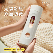 炊大皇（COOKER KING）高硼硅玻璃水杯防燙防滑茶杯茶漏學(xué)生男女士便攜高顏值透明家用 優(yōu)雅白