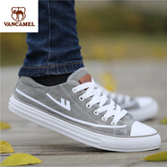 西域駱駝（VANCAMEL）男鞋2024秋冬新款潮流帆布鞋低幫耐磨板鞋百搭軟底休閑潮鞋男 灰白色5309 42 標準碼