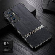 浪龍 OPPOReno5手機殼 Reno5Pro+保護套創(chuàng)意超薄木紋皮紋軟殼 全包防摔男女款手機殼 OPPO Reno5Pro+ 5G黑色 升級版鏡頭全包配鋼化貼膜