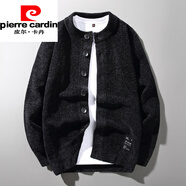 皮爾卡丹（pierre cardin）男裝雪尼爾加厚毛衣男士針織衫開(kāi)衫2025春秋韓版外穿潮流 黑色 180/XL
