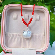 hellokitty項鏈女足銀999寶寶純銀吊墜可愛(ài)凱蒂貓鎖骨鏈生日禮物 hellokitty貓+銀珠紅繩