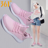 361度女鞋運動鞋女輕便透氣網(wǎng)面跑步鞋減震夏季網(wǎng)鞋361女士休閑鞋R 貝殼粉/361度白 37